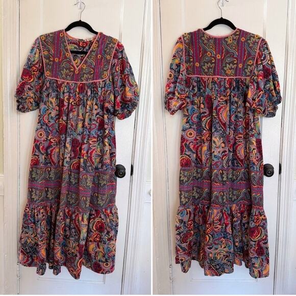 Vintage Dresses & Skirts - Vintage Judith Ann Loungewear Colorful Midi Dress